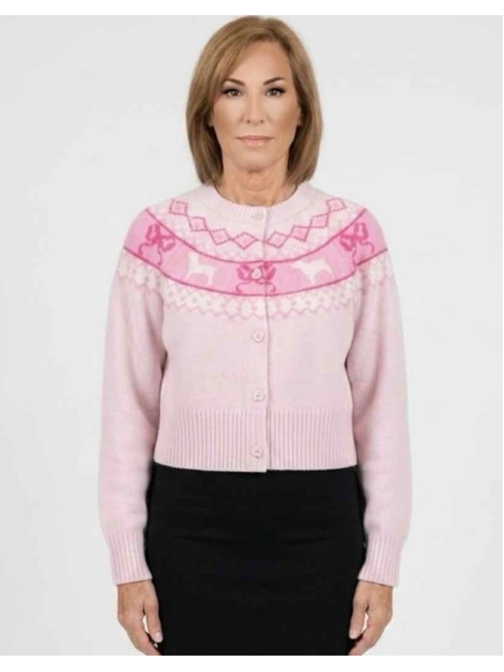 LoveShackFancy x PINK Fair Isle Boxy Crew Sweater Pink Tulip Size Small